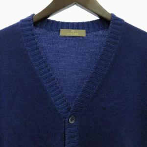 Cruciani 美品 ニット カーディガン セーター 製品染め 27ゲージ ハイゲージ イタリア製 ガーメントダイ 青 ブルー 52 約XL