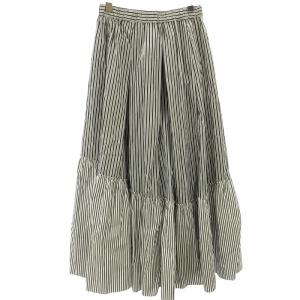 Diagram GRACE CONTINENTAL 美品 23SS ストライプ フレアスカート アシンメトリー ロング マキシ丈 総柄 白 ホワイト グレー 36 約S 0208