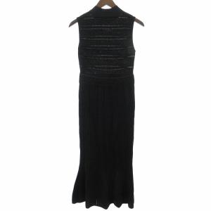 GRACE CONTINENTAL 21SS レース編み ニット ワンピース マキシ丈 ロング ノースリーブ 黒 ブラック 36 約S 0208 IBO63