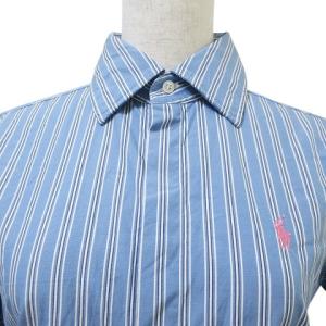 RALPH LAUREN ポニー刺繍 ストライプ シャツ 長袖 比翼ボタン スーパースリムフィット 2/155