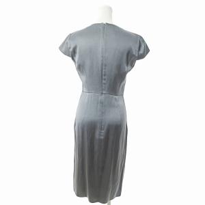 GIORGIO ARMANI 美品 シルク ワンピース ミディ丈 ロング 半袖 Vネック 40 グレー 0305