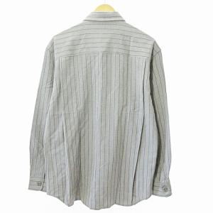 EMPORIO ARMANI 美品 ヴィンテージ ストライプ シャツ 長袖 中厚手 コットン 48 グレー 0310