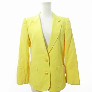 美品 ヴィンテージ テーラードジャケット ブレザー シルク混 M 黄色 0313 GY09