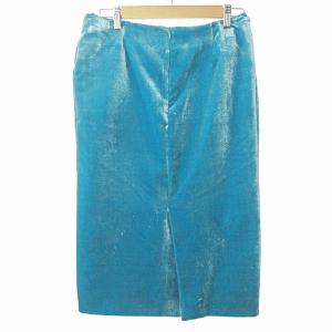Ermanno Scervino ベルベット ロングスカート シルク混 38 エメラルドグリーン 0314 GY09