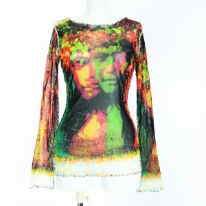 カットソ 長袖 パワーネット モナリザ Mona Lisa 絵画 総柄