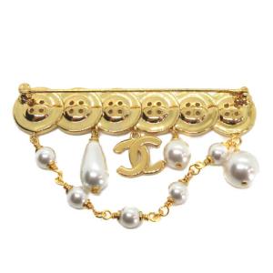CHANEL B20A ピンブローチ ボタンモチーフ ココマーク CCロゴ イエローゴールド色