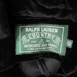 RALPH LAUREN COUNTRY ヴィンテージ 90’s ワンピース ロング ノースリーブ ベロア 9 M 黒 ブラック