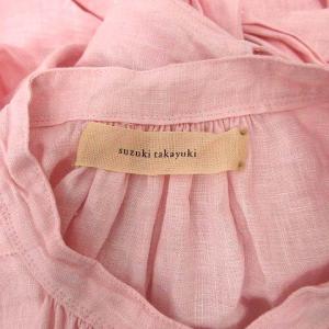 suzukitakayuki 20SS ワンピース ロング フレア リネン 麻 フレンチスリーブ 前開き ピンク