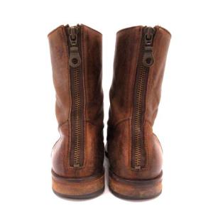 PADRONE ショートブーツ レザー 牛革 バックジップ ラウンドトゥ 42 27.0cm 茶 ブラウン