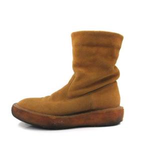 リンクルポパイブーツ ショート フラット スエード 0 23cm-23.5cm 茶色 ブラウン