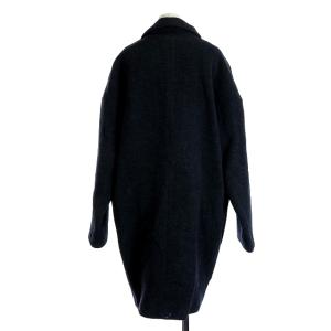 BORDERS at BALCONY コクーンコート ロング クリスタルボタン カシミヤ混 36 ブラック