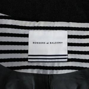 BORDERS at BALCONY コクーンコート ロング クリスタルボタン カシミヤ混 36 ブラック