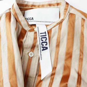 TICCA 21SS ノーカラータックロングシャツ ワンピース F オレンジ ベージュ