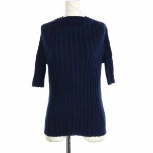 リブショートスリーブニット シルク カシミヤ混 1 ネイビー