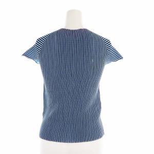 PLEATS PLEASE ISSEY MIYAKE イッセイミヤケ プリーツストライプボーダー切替カットソー 3 ブルー