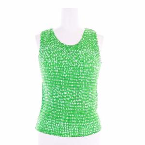 プリーツドットタンクトップ M グリーン