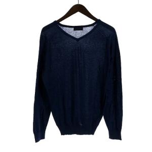 JOHN SMEDLEY ニット カシミヤ混 Vネック S ネイビー