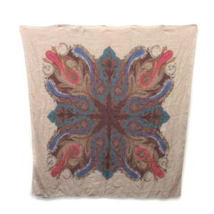 ストール マフラー ペイズリー柄 ベージュ ブラウン