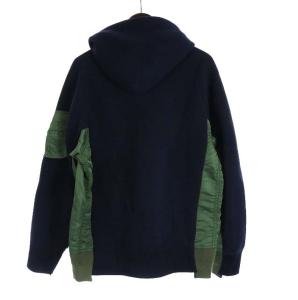 sacai sponge sweat×ma-1 hoody ドッキング パーカー 中綿 2 ネイビー
