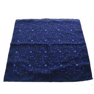 ポケットチーフ スカーフ シルク ネイビー