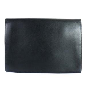 GIORGIO ARMANI カウレザークラッチバッグ ブラック