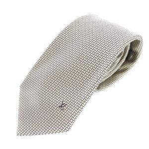 ヘリンボーン柄シルクネクタイ ベージュ