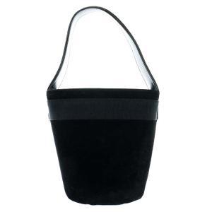 Salvatore Ferragamo ハンドバッグ スエード バケツ型 ヴァラ 黒