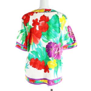LEONARD FASHION Tシャツ コットン 花柄 半袖 LL マルチカラー