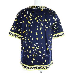 LEONARD FASHION Uネック総柄カットソー LL ネイビー