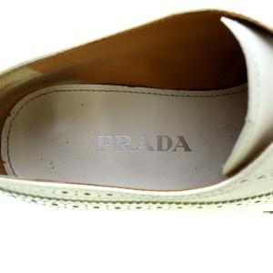PRADA レースアップシューズ プラットフォーム レザー 37 ホワイト