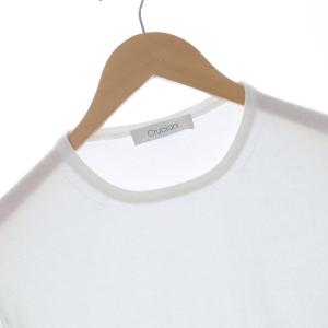 Cruciani ハイゲージ クルーネック ニット セーター プルオーバー 長袖 48 M 白 ホワイト JU1110