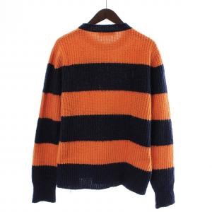 MSGM ケーブルニット セーター 長袖 ウール ボーダー S 紺 ネイビー オレンジ