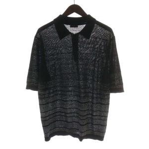 SAINT LAURENT PARIS 604881 LUREX STRIPES ポロシャツ リネン XL ブラック