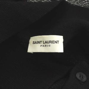 SAINT LAURENT PARIS 604881 LUREX STRIPES ポロシャツ リネン XL ブラック