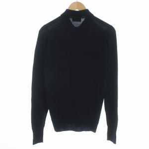 JOHN SMEDLEY ポロシャツ ニット カットソー 長袖 ウール S ブラック