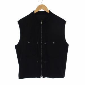 ベスト ジップアップ ハイネック ロゴ 48 M 黒 ブラック