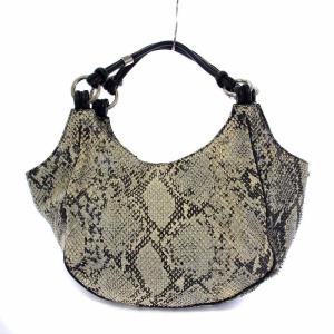 EMPORIO ARMANI パイソン ハンドバッグ トートバッグ レザー ポーチ付き アイボリー ブラック 黒