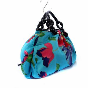 EMPORIO ARMANI 花柄 ハンドバッグ トートバッグ ポーチ付き 青 ブルー