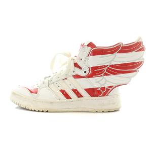 adidas ジェレミー スコット JEREMY SCOTT USA ウイングスニーカー シューズ 23.5cm 白 ホワイト 赤 レッド