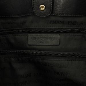 EMPORIO ARMANI トートバッグ ナイロン レザー ロゴプリント パスケース付き グレー 黒 ブラック