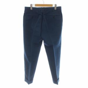 INCOTEX CHINOLINO テーパードパンツ チノパン スリムフィット センタープレス 裏地リーフ柄 麻 リネン 50 L 紺 ネイビー