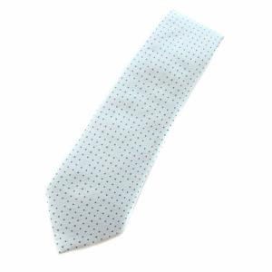 ネクタイ レギュラータイ ドット柄 モノグラム 絹 シルク 水色 ライトブルー 青 ブルー