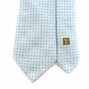 LOUIS VUITTON ネクタイ レギュラータイ ドット柄 モノグラム 絹 シルク 水色 ライトブルー 青 ブルー