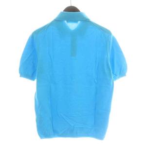 Cruciani 27ゲージコットンソリッドS/Sニットポロ ポロシャツ 半袖 ハーフボタン 46 S 青 ブルー JU1114
