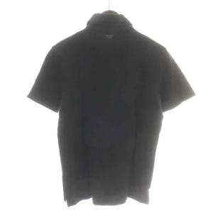 Cruciani ガーメントダイコットン鹿の子ソリッドS/Sポロ ポロシャツ 半袖 ハーフボタン 46 S 黒 ブラック JU1371