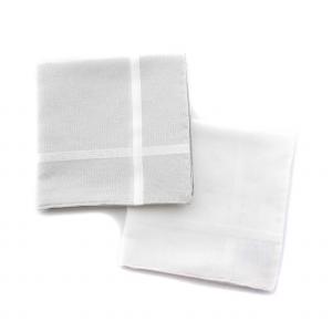 ハンカチ 2枚セット ポケットチーフ 2段BOX付き グレー 白 ホワイト