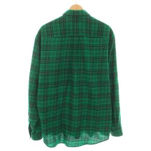 GUCCI 22SS チェックウールシャツ ボタンダウン ロッキングホース刺繍 48 グリーン 672701