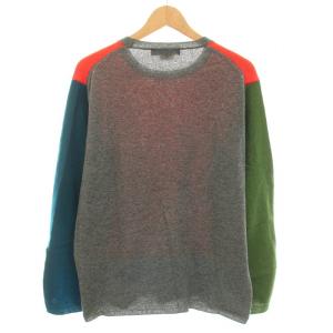 Comme des Garçons Homme Deux AD2020 ニット セーター クルーネック 長袖 ハイゲージ ウール L 赤 レッド グレー DF-N501