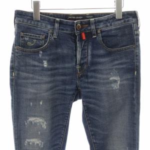 JACOB COHEN JEANS BUDDY COMF デニムパンツ ジーンズ ダメージ加工 ロゴ 刺繍 31 M 紺 ネイビー インディゴ