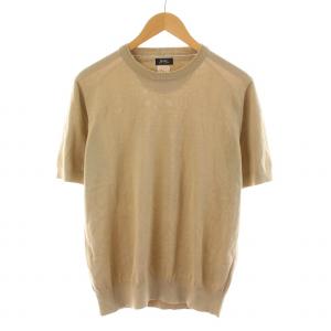 シーアイランドコットン クルーネック ニット カットソー 半袖 プルオーバー M ベージュ 24-04-0205-148